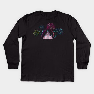 Castle Fireworks (west-coast pink) Kids Long Sleeve T-Shirt